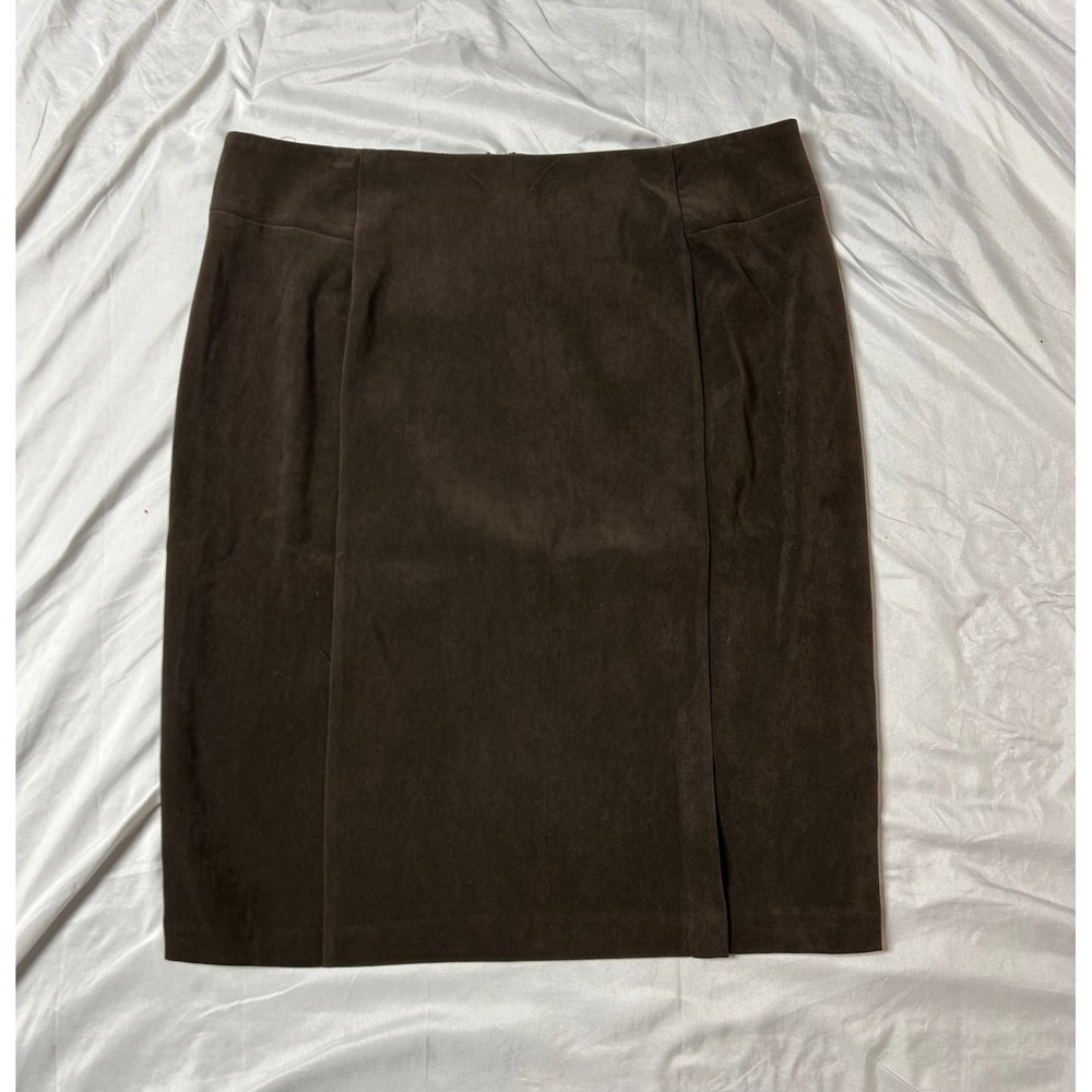 NWT Casual Corner Annex Brown Faux Suede Pencil Skirt Size 16 B349E
